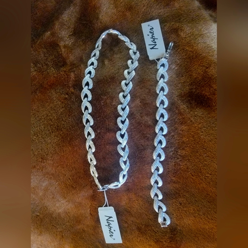 Napier Silver Braided Jewelry Set